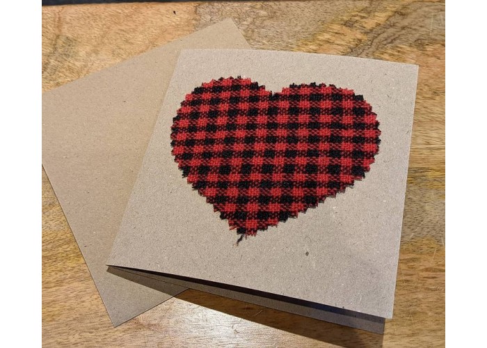 Hand Made Cards.  Welsh Flannel St Davids Day Heart 