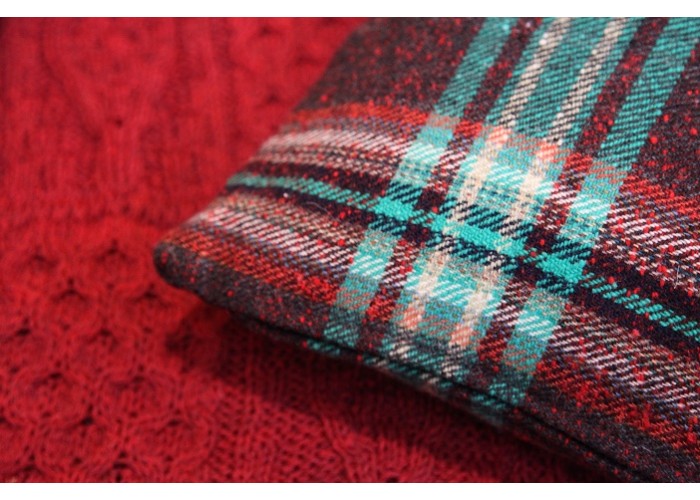 Cranberry & Jade plaid Welsh cushions  CZ10
