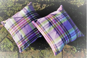Violet, Lavender & Green Plaid cushions. CZ122