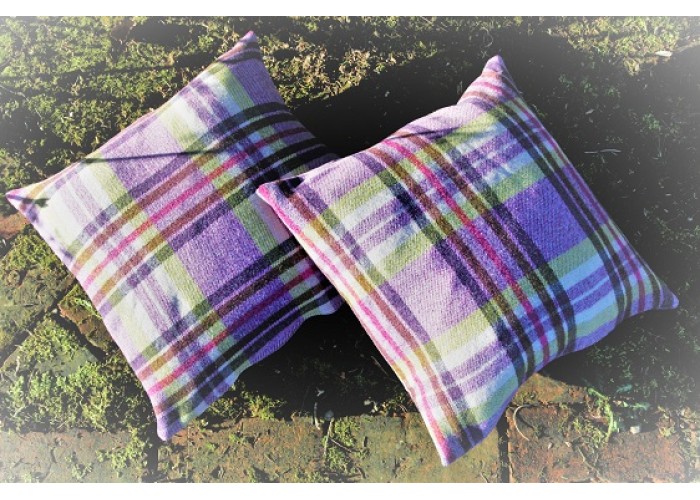Violet, Lavender & Green Plaid cushions. CZ122
