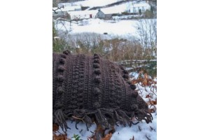 Hand crocheted cable Cushion Mynydd ddu Hand crocheted cable Cushion Mynydd ddu