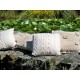Hand crochet pure wool cushion. Welsh Poppy. 