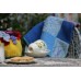 Hand knitted Bluebell patchwork throw GS64 - 
