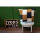 Hand knitted pure wool cushion. Harlequin 